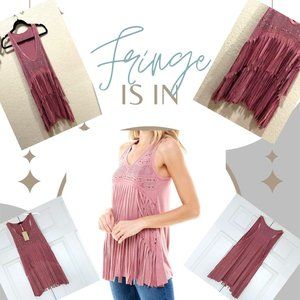 BULLY Designer FRINGE & BLING Dangling TANK TOP Embellished T-SHIRT Priced CHEAP